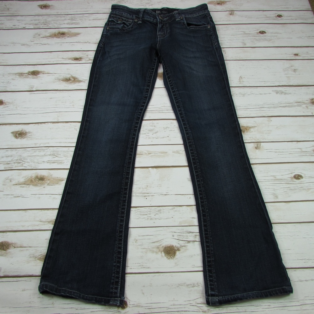 Dark Wash Boot Cut Button Flap Pockets Size 2 - Picture 4 of 8
